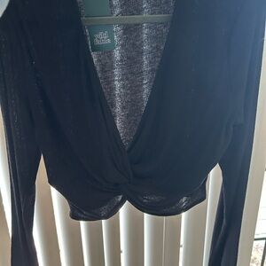 Wild Fable Black Low Cut Cropped Top